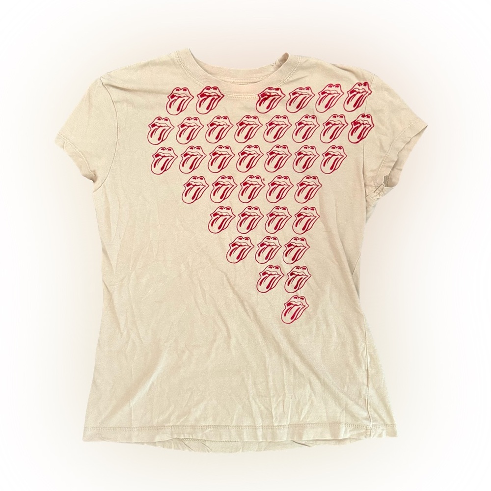 THE ROLLING STONES CREAM GRAPHIC LOGO TEE SHIRT // SIZE XS ♥️